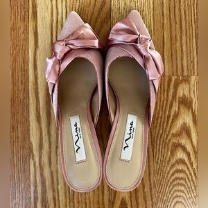 New Pink Bow Nina mules
